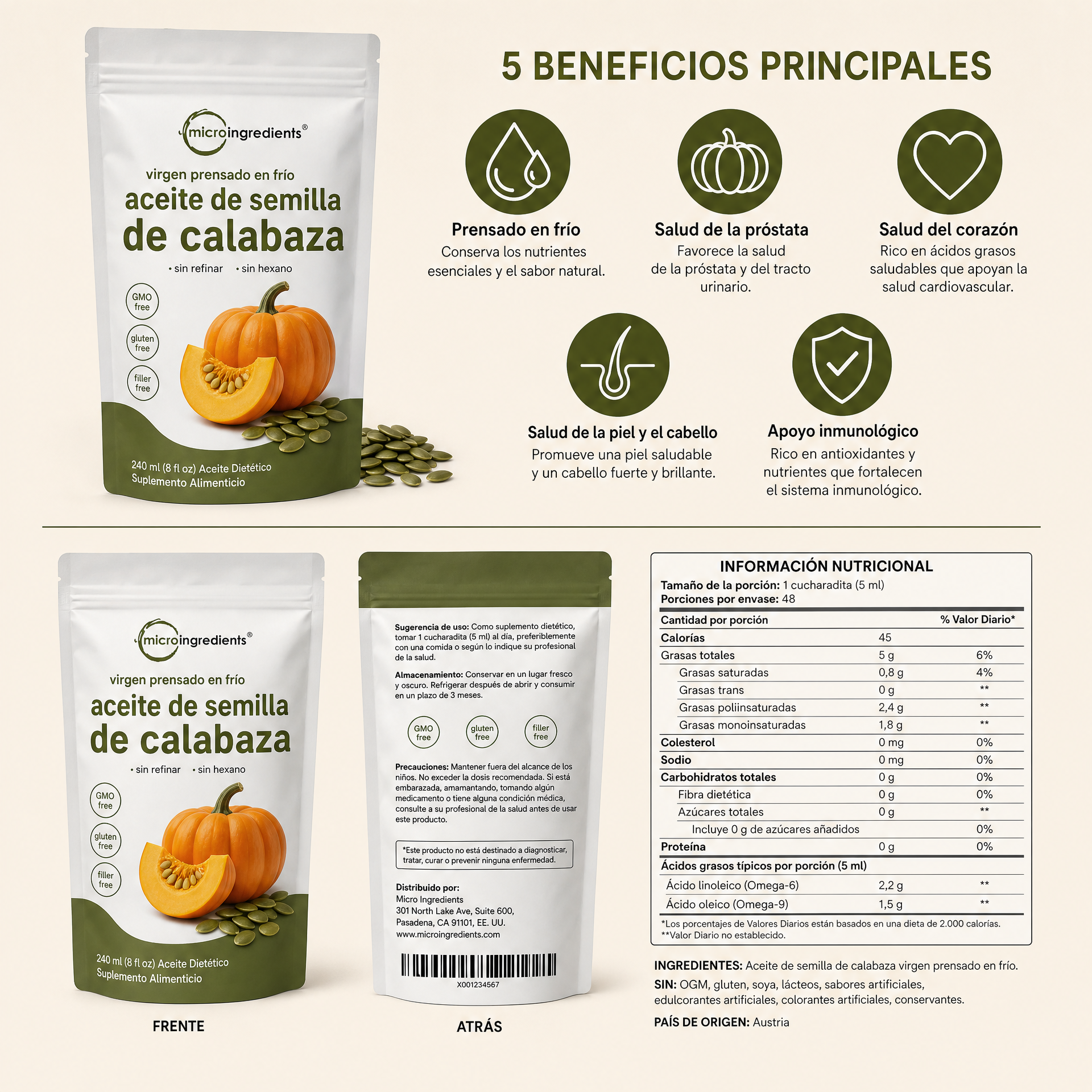 Cápsulas de Aceite de Semillas de Calabaza con Palma enana