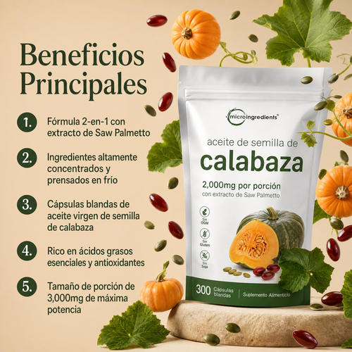 Cápsulas de Aceite de Semillas de Calabaza con Palma enana