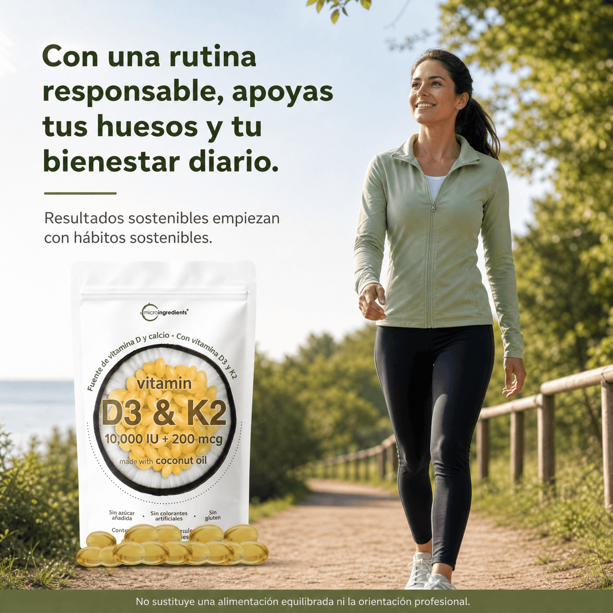 Vitamina D3 + K2 con Aceite de Coco – 90 Cápsulas