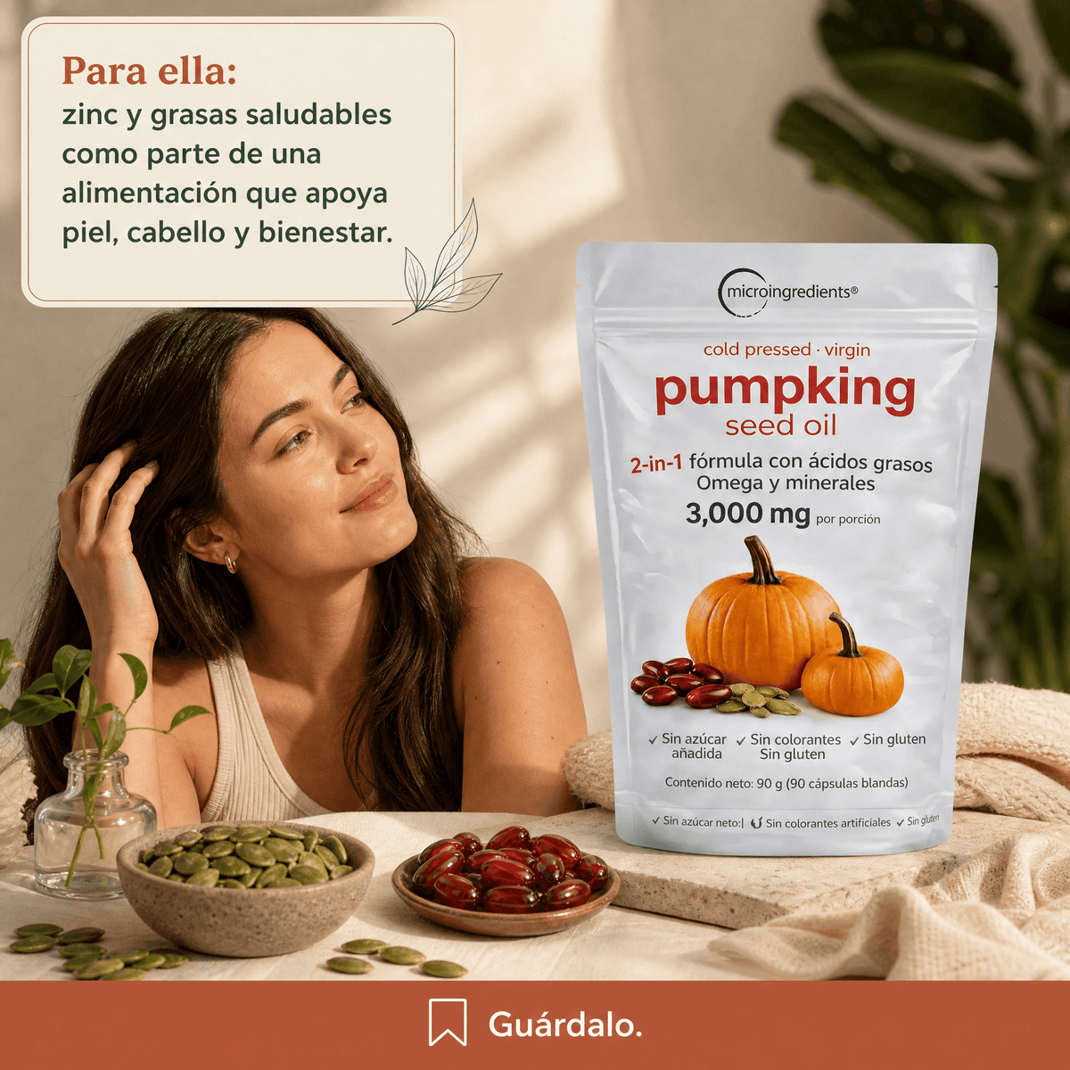 Aceite de Semilla de Calabaza con Palma Enana – 90 Cápsulas