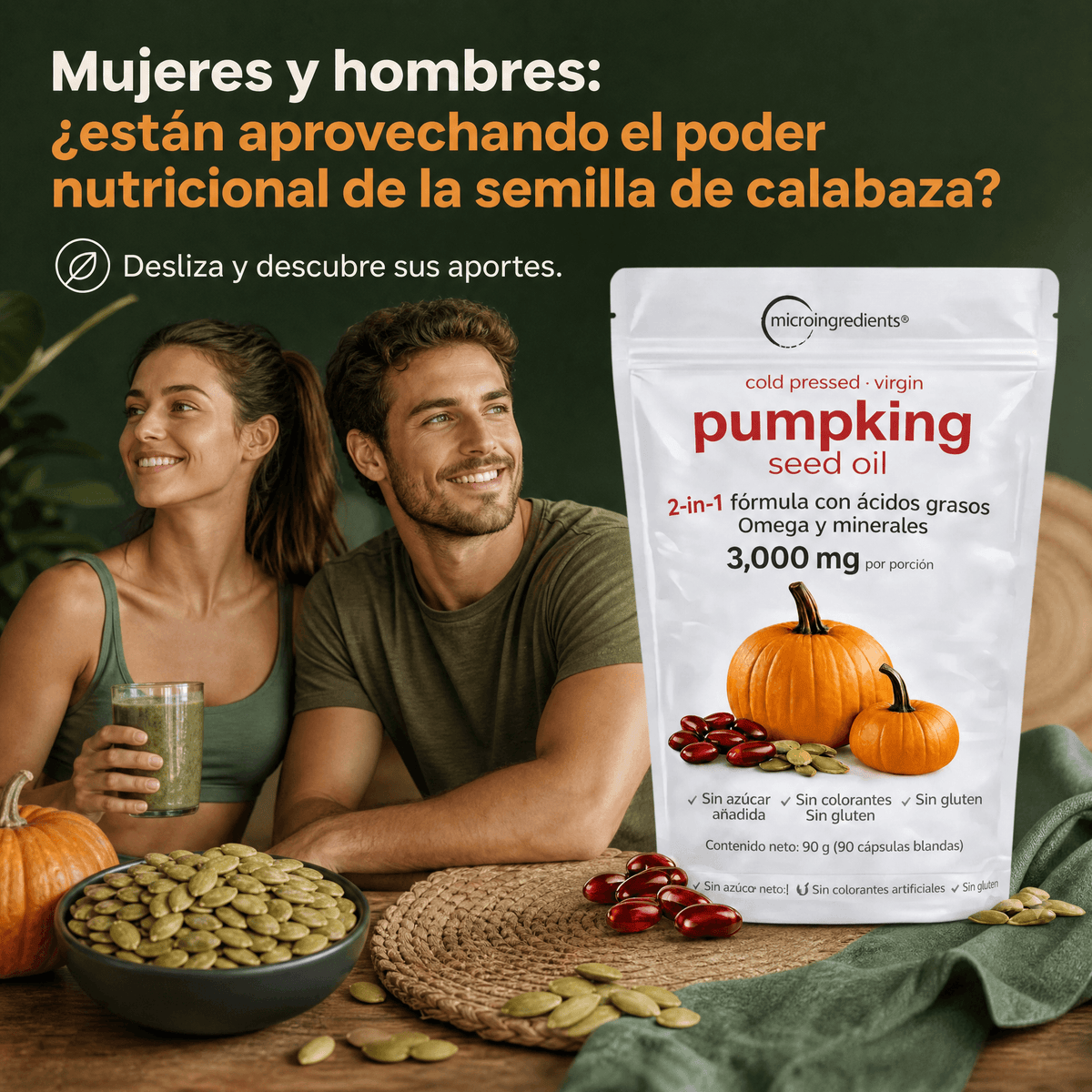 Aceite de Semilla de Calabaza con Palma Enana – 90 Cápsulas